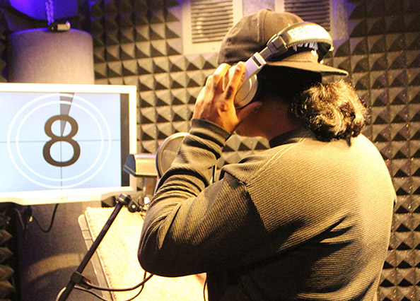 Talent in the vocal booth